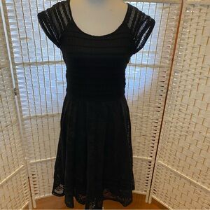NY Collection Black Lace Fit-and-Flare Dress - size XS